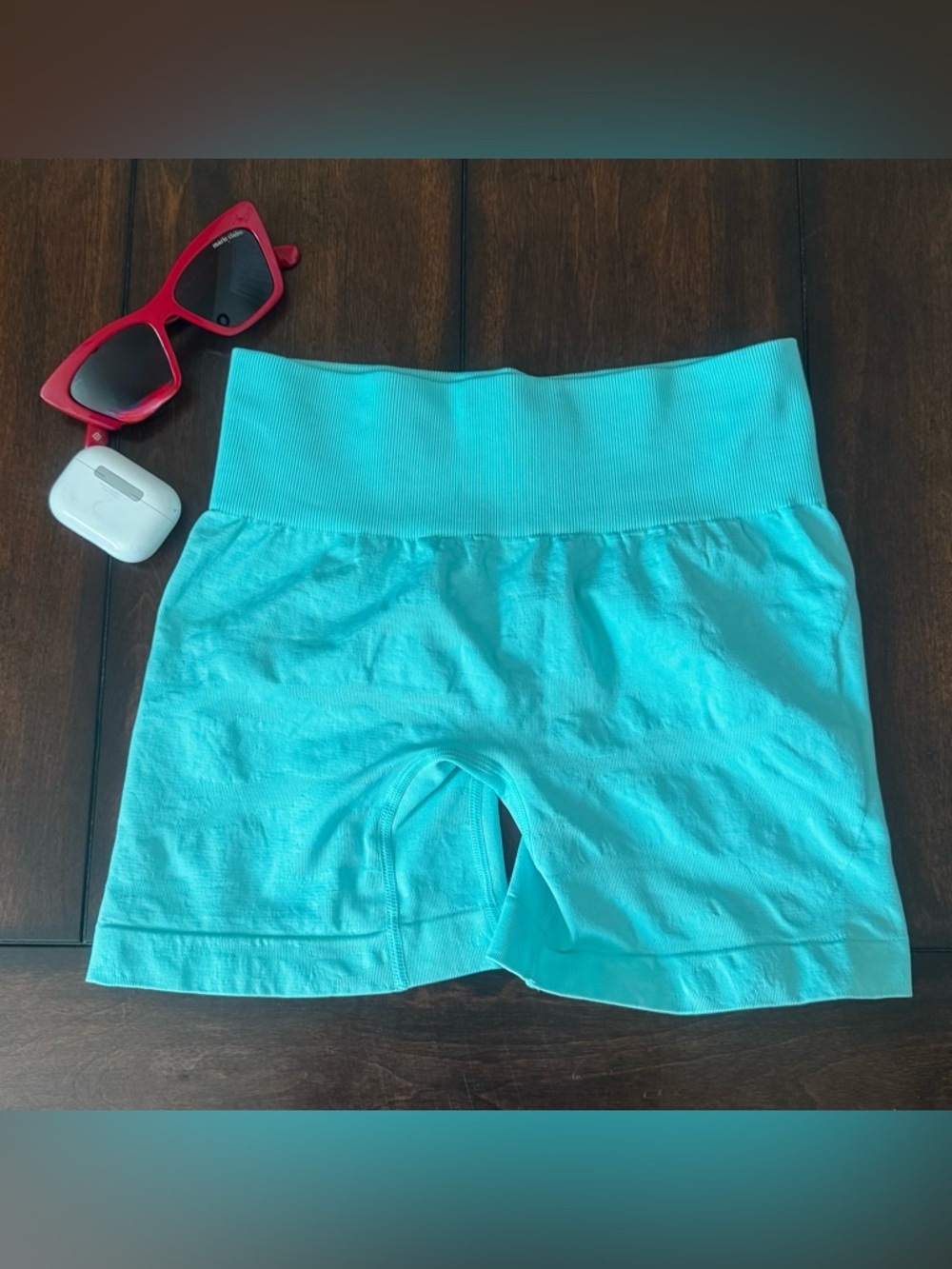 Women’s Athletic Biker Shorts – Aqua